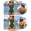 imageBlooming Jelly Womens One Shoulder Swimsuits Tummy Control One Piece Bathing Suit Slimming Sporty Color Block Cute SwimwearDark Green