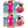 imageBlooming Jelly Womens One Shoulder Swimsuits Tummy Control One Piece Bathing Suit Slimming Sporty Color Block Cute SwimwearMagenta