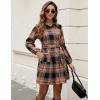 imageBlooming Jelly Womens Plaid Dresses Flannel Babydoll Dress Casual Tunic Dress Long Sleeve Fall Dresses with PocketsOrange Plaid