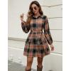 imageBlooming Jelly Womens Plaid Dresses Flannel Babydoll Dress Casual Tunic Dress Long Sleeve Fall Dresses with PocketsOrange Plaid
