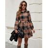 imageBlooming Jelly Womens Plaid Dresses Flannel Babydoll Dress Casual Tunic Dress Long Sleeve Fall Dresses with PocketsOrange Plaid