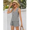 imageBlooming Jelly Womens Summer Two Piece Sets Vacation Outfits Matching Short Sets Linen Gingham Vest and ShortsBlack Plaid