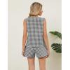 imageBlooming Jelly Womens Summer Two Piece Sets Vacation Outfits Matching Short Sets Linen Gingham Vest and ShortsBlack Plaid