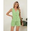 imageBlooming Jelly Womens Summer Two Piece Sets Vacation Outfits Matching Short Sets Linen Gingham Vest and ShortsGreen Plaid