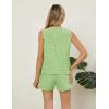 imageBlooming Jelly Womens Summer Two Piece Sets Vacation Outfits Matching Short Sets Linen Gingham Vest and ShortsGreen Plaid