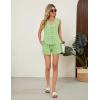 imageBlooming Jelly Womens Summer Two Piece Sets Vacation Outfits Matching Short Sets Linen Gingham Vest and ShortsGreen Plaid