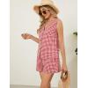 imageBlooming Jelly Womens Summer Two Piece Sets Vacation Outfits Matching Short Sets Linen Gingham Vest and ShortsRed Plaid