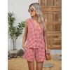 imageBlooming Jelly Womens Summer Two Piece Sets Vacation Outfits Matching Short Sets Linen Gingham Vest and ShortsRed Plaid