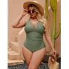 imageBlooming Jelly Womens Tummy Control Swimsuits One Piece Modest Bathing Suit Curvy Full Coverage Swim Suits SwimwearArmy Green