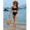 imageBlooming Jelly Womens Twist High Waisted Bikini Sets Plaid Retro Modest Swimsuits Adjustable 2 Piece Bathing SuitsBlack