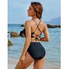 imageBlooming Jelly Womens Twist High Waisted Bikini Sets Plaid Retro Modest Swimsuits Adjustable 2 Piece Bathing SuitsBlack