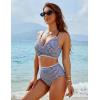 imageBlooming Jelly Womens Twist High Waisted Bikini Sets Plaid Retro Modest Swimsuits Adjustable 2 Piece Bathing SuitsBlack Plaid