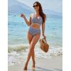imageBlooming Jelly Womens Twist High Waisted Bikini Sets Plaid Retro Modest Swimsuits Adjustable 2 Piece Bathing SuitsBlack Plaid
