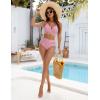imageBlooming Jelly Womens Twist High Waisted Bikini Sets Plaid Retro Modest Swimsuits Adjustable 2 Piece Bathing SuitsRed Plaid