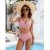 imageBlooming Jelly Womens Twist High Waisted Bikini Sets Plaid Retro Modest Swimsuits Adjustable 2 Piece Bathing SuitsRed Plaid