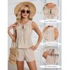 imageBlooming Jelly Womens Two Piece Sets Pleated Vacation Outfits Resort Wear Beach Linen Set Cruise Summer Matching Set 2025Beige
