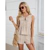 imageBlooming Jelly Womens Two Piece Sets Pleated Vacation Outfits Resort Wear Beach Linen Set Cruise Summer Matching Set 2025Beige
