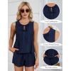 imageBlooming Jelly Womens Two Piece Sets Pleated Vacation Outfits Resort Wear Beach Linen Set Cruise Summer Matching Set 2025Dark Blue