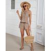 imageBlooming Jelly Womens Two Piece Sets Pleated Vacation Outfits Resort Wear Beach Linen Set Cruise Summer Matching Set 2025Khaki