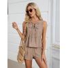 imageBlooming Jelly Womens Two Piece Sets Pleated Vacation Outfits Resort Wear Beach Linen Set Cruise Summer Matching Set 2025Khaki