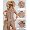 imageBlooming Jelly Womens Two Piece Sets Pleated Vacation Outfits Resort Wear Beach Linen Set Cruise Summer Matching Set 2025Khaki