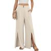 imageBlooming Jelly Women Palazzo Pants Wide Leg Center Split Casual Pants Flowy Elastic High Waisted Trousers Vacation OutfitsBeige