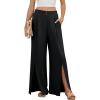imageBlooming Jelly Women Palazzo Pants Wide Leg Center Split Casual Pants Flowy Elastic High Waisted Trousers Vacation OutfitsBlack