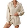 imageBlooming Jelly Womens 2 Piece Sweatsuits Vacation Brunch Loungewear Set Outfits Active Workout Matching SetsBeige