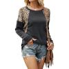 imageBlooming Jelly Womens Leopard Print Tops Oversized Crewneck Sweatshirt Long Dolman Sleeve Cheetah ShirtsDark Grey