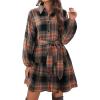 imageBlooming Jelly Womens Plaid Dresses Flannel Babydoll Dress Casual Tunic Dress Long Sleeve Fall Dresses with PocketsOrange Plaid