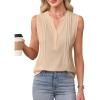 imageBlooming Jelly Womens Tank Tops Dressy Work Sleeveless Shirt Pleated V Neck Summer Blouse Business Casual OutfitsApricot