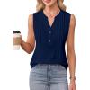 imageBlooming Jelly Womens Tank Tops Dressy Work Sleeveless Shirt Pleated V Neck Summer Blouse Business Casual OutfitsNavy Blue