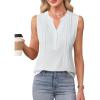 imageBlooming Jelly Womens Tank Tops Dressy Work Sleeveless Shirt Pleated V Neck Summer Blouse Business Casual OutfitsWhite