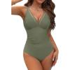 imageBlooming Jelly Womens Tummy Control Swimsuits One Piece Modest Bathing Suit Curvy Full Coverage Swim Suits SwimwearArmy Green