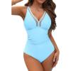 imageBlooming Jelly Womens Tummy Control Swimsuits One Piece Modest Bathing Suit Curvy Full Coverage Swim Suits SwimwearBaby Blue