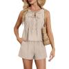 imageBlooming Jelly Womens Two Piece Sets Pleated Vacation Outfits Resort Wear Beach Linen Set Cruise Summer Matching Set 2025Beige