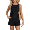 imageBlooming Jelly Womens Two Piece Sets Pleated Vacation Outfits Resort Wear Beach Linen Set Cruise Summer Matching Set 2025Black