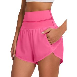 imageBlooming Jelly Womens Workout Shorts Athletic Running Shorts High Waisted Gym Exercise Shorts with PocketHot Pink