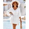 imageBlooming Jelly Women Bathing Suit Cover Ups V Neck Swimsuit Coverups Bell Sleeve Swimwear Cover up Summer Beach DressXL White44