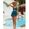 imageBlooming Jelly Women One Piece Swim Dress Cross Tummy Control Swimsuits Cutout Mesh Sheer Sarong Wraps Bathing SuitBlue Green
