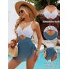 imageBlooming Jelly Women One Piece Swim Dress Cross Tummy Control Swimsuits Cutout Mesh Sheer Sarong Wraps Bathing SuitBlue Striped