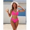 imageBlooming Jelly Women Sexy V Neck Triangle Bikini Sets Cheeky High Cut Two Piece Swimsuit Spaghetti Straps Bathing SuitBright Pink