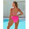 imageBlooming Jelly Women Sexy V Neck Triangle Bikini Sets Cheeky High Cut Two Piece Swimsuit Spaghetti Straps Bathing SuitBright Pink