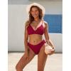 imageBlooming Jelly Women Sexy V Neck Triangle Bikini Sets Cheeky High Cut Two Piece Swimsuit Spaghetti Straps Bathing SuitRed
