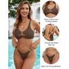imageBlooming Jelly Womens Bikini Sets Thong Cheeky Two Piece Swimsuit Cutout Sexy Bathing Suit SwimwearBrown
