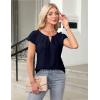 imageBlooming Jelly Womens Dressy Business Casual Tops Work Trendy Short Sleeve Shirts Summer Cute Pleated BlousesNavy Blue