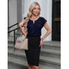 imageBlooming Jelly Womens Dressy Business Casual Tops Work Trendy Short Sleeve Shirts Summer Cute Pleated BlousesNavy Blue