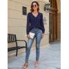 imageBlooming Jelly Womens Dressy Casual Blouse Business Long Sleeve Tops Ruffle V Neck Work Shirt Fall Outfit 2024Dark Blue