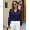 imageBlooming Jelly Womens Dressy Casual Blouse Business Long Sleeve Tops Ruffle V Neck Work Shirt Fall Outfit 2024Dark Blue