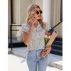 imageBlooming Jelly Womens Dressy Casual Tops Ruffle Short Sleeve V Neck Shirts Elegant Business Work BlouseBlue Floral Printed